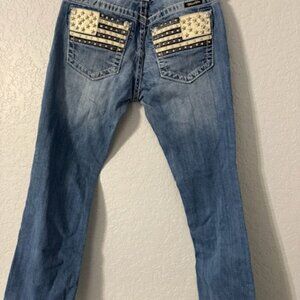 Miss Me Boot cut Womens jeans with American Flag on Pockets